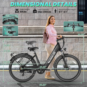 Gocio Peak 750W Electric Bike For Adults, 26" x 2.1" Step Thru Electric Bicycle, 48V 499Wh Waterproof Battery, Lockable Suspension Fork, LCD, Cruiser Ebike, Max 19.8Mph Commuter E-Bike UL2849 - GOCIO