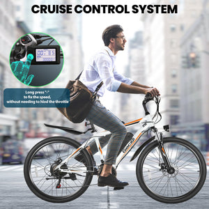 Gocio Electric Bike 500W Adult Electric Mountain Bike 26" Off Road Electric Bicycle 21 Speed Commuter E-Bike Max 19.8mph with 48V 375Wh Battery UL2849 - GOCIO