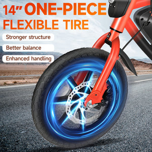 Gocio 14" Foldable Electric Bike, 375Wh 48V Electric Bicycles for Adults Women Teens, Peak 500W City Commuter Cruiser Ebikes, LED Display, E bike One-Piece Tire with 5 Riding Modes UL2849 - GOCIO