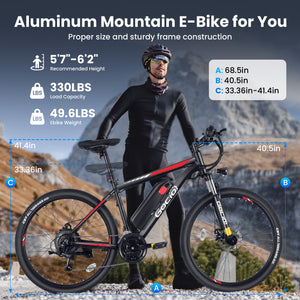 Gocio 27.5" Electric Bike, 500W Adult Electric Bicycle, 48V 10.4Ah Battery, 19.8MPH Electric Mountain Bike, Lockable Suspension Fork, LCD, Shimano 21-Speed Gears, E-Bikes for Off-Road, UL2849 - GOCIO