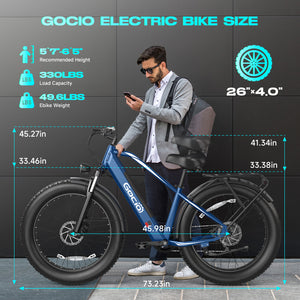 Gocio Peak 1000W Electric Mountain Bike, 26" x 4.0" Fat Tire Electric Bike, 48V 15Ah Battery, 28MPH Adult Electric Bicycle with Taillight, Control Cruise Mode, Ebike for Off Road, Sand, Snow, UL2849 - GOCIO