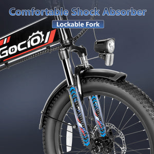 Gocio Foldable Electric Bike for Adults, Peak 750W Electric Mountain Bicycles, 20" * 2.4" Fat Tire Electric Bicycle, 375Wh 48V Removable Lithium-Ion Battery,Urban Commuter Ebike Man Woman UL2849 - GOCIO