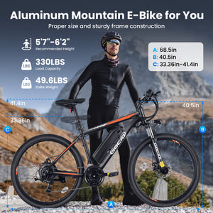 Gocio 27.5" Electric Bike, 500W Adult Electric Bicycle, 48V 10.4Ah Battery, 19.8MPH Electric Mountain Bike, Lockable Suspension Fork, LCD, Shimano 21-Speed Gears, E-Bikes for Off-Road, UL2849 - GOCIO