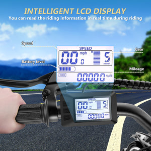 Gocio 26" Peak 700W Low Frame Electric Bike for Adults, Long-Lasting 48V 10.4Ah Battery, LCD Display, 5 Riding Modes, Headlight and Taillight, 7 Speeds Commuter Women Ebike, City Cruiser Ebike, Black - GOCIO