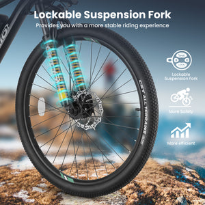 Gocio 27.5" Electric Bike, 500W Adult Electric Bicycle, 48V 10.4Ah Battery, 19.8MPH Electric Mountain Bike, Lockable Suspension Fork, LCD, Shimano 21-Speed Gears, E-Bikes for Off-Road, UL2849 - GOCIO