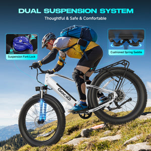Gocio Peak 1000W Electric Mountain Bike, 26" x 4.0" Fat Tire Electric Bike, 48V 15Ah Battery, 28MPH Adult Electric Bicycle with Taillight, Control Cruise Mode, Ebike for Off Road, Sand, Snow, UL2849 - GOCIO