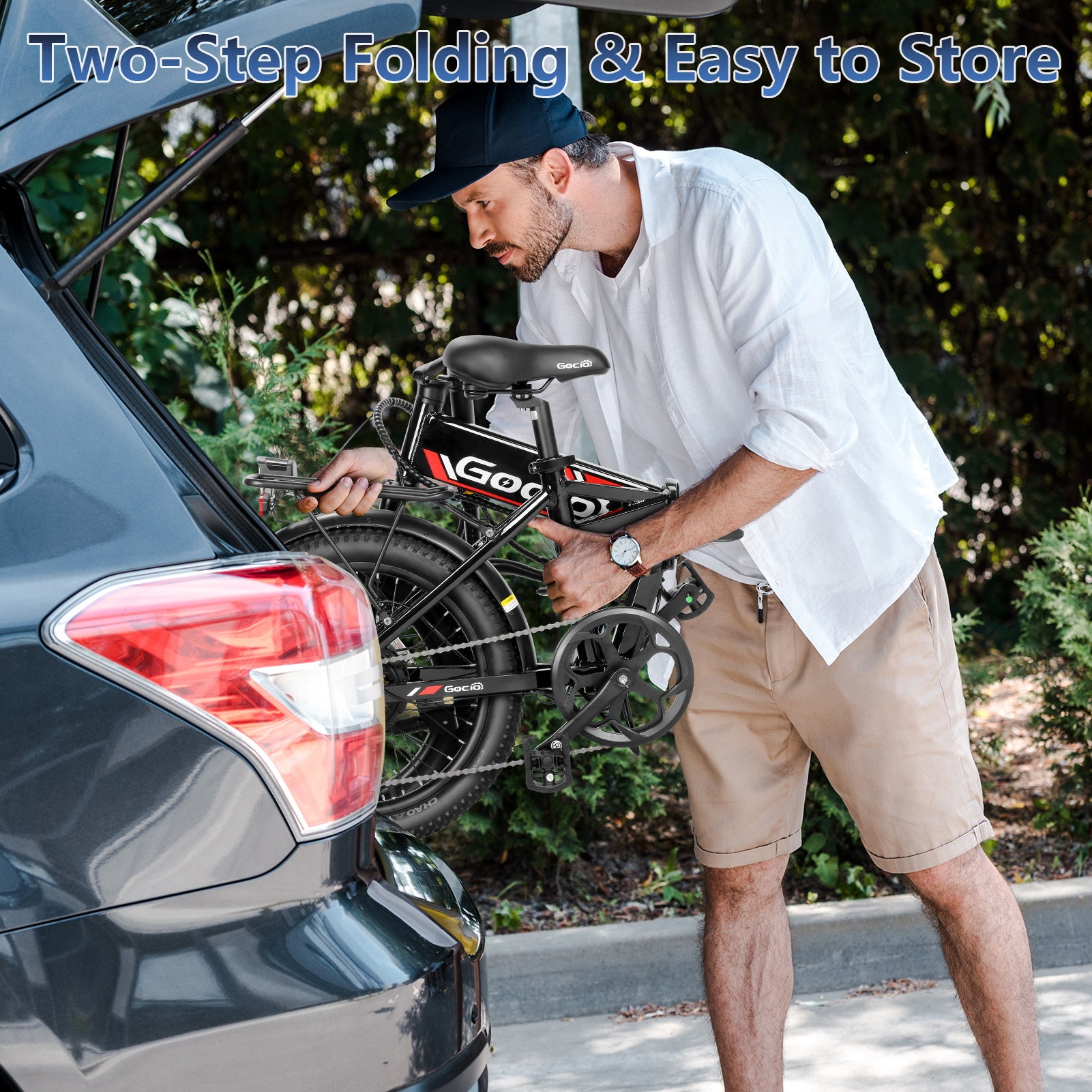 Gocio Foldable Electric Bike for Adults, Peak 750W Electric Mountain Bicycles, 20" * 2.4" Fat Tire Electric Bicycle, 375Wh 48V Removable Lithium-Ion Battery,Urban Commuter Ebike Man Woman UL2849 - GOCIO