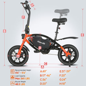 Gocio 14" Foldable Electric Bike, 375Wh 48V Electric Bicycles for Adults Women Teens, Peak 500W City Commuter Cruiser Ebikes, LED Display, E bike One-Piece Tire with 5 Riding Modes UL2849 - GOCIO