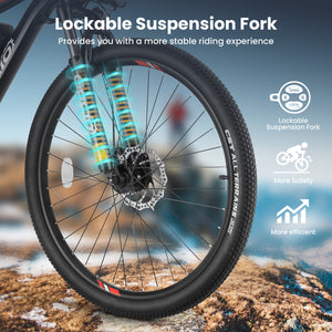 Gocio 27.5" Electric Bike, 500W Adult Electric Bicycle, 48V 10.4Ah Battery, 19.8MPH Electric Mountain Bike, Lockable Suspension Fork, LCD, Shimano 21-Speed Gears, E-Bikes for Off-Road, UL2849 - GOCIO