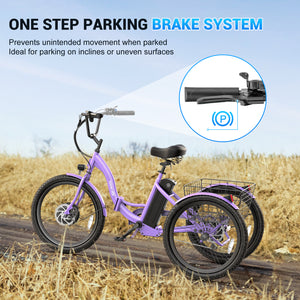 Gocio Electric Tricycle for Adults, Peak 500W Motor Electric Trike 48V 10.4AH UL2849 Battery, Cargo Motorized Tricycle, Shimano 7 Gears 3-Wheel Electric Bike for Adults & Seniors - GOCIO