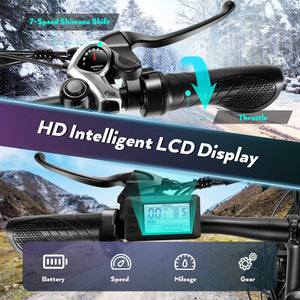 Gocio Electric Bike 500W Fat Tire Electric Bike for Adults 26 4.0" All Terrain Off Road Electric Mountain Bike Max 22Mph with 48V 13Ah Battery UL2849 - GOCIO