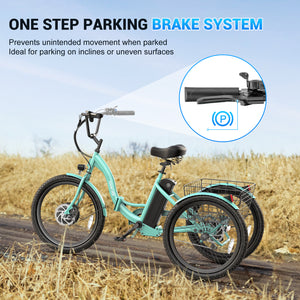 Gocio Electric Tricycle for Adults, Peak 500W Motor Electric Trike 48V 10.4AH UL2849 Battery, Cargo Motorized Tricycle, Shimano 7 Gears 3-Wheel Electric Bike for Adults & Seniors - GOCIO