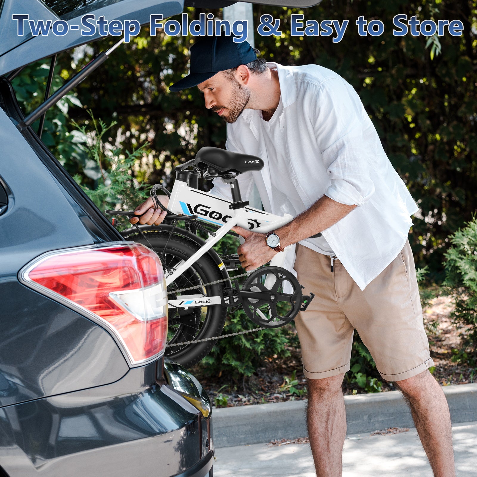 Gocio Foldable Electric Bike for Adults, Peak 750W Electric Mountain Bicycles, 20" * 2.4" Fat Tire Electric Bicycle, 375Wh 48V Removable Lithium-Ion Battery,Urban Commuter Ebike Man Woman UL2849 - GOCIO