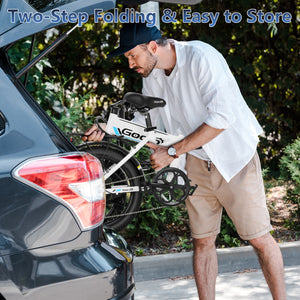 Gocio Foldable Electric Bike for Adults, Peak 750W Electric Mountain Bicycles, 20" * 2.4" Fat Tire Electric Bicycle, 375Wh 48V Removable Lithium-Ion Battery,Urban Commuter Ebike Man Woman UL2849 - GOCIO