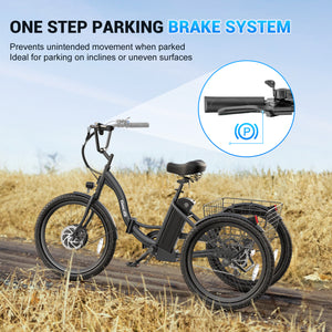 Gocio Electric Tricycle for Adults, Peak 500W Motor Electric Trike 48V 10.4AH UL2849 Battery, Cargo Motorized Tricycle, Shimano 7 Gears 3-Wheel Electric Bike for Adults & Seniors - GOCIO