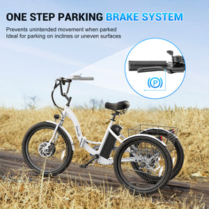 Gocio Electric Tricycle for Adults, Peak 500W Motor Electric Trike 48V 10.4AH UL2849 Battery, Cargo Motorized Tricycle, Shimano 7 Gears 3-Wheel Electric Bike for Adults & Seniors - GOCIO