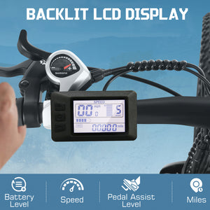 Gocio 500W 26" Electric Bike, 2.1" Electric Mountain Bike for Adults, 499Wh 48V 10.4Ah Battery 19.8MPH 3H Fast Charge Ebike, LCD Display, Lockable Suspension Fork, Shimano 21 Speed UL2849 - GOCIO