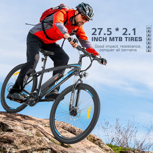 Gocio 27.5" Electric Bike, Peak 750W Electric Bike for Adults, 22mph Electric Mountain Bicycles, 48V 10.4Ah Battery Ebike UL 2849, Aluminum Alloy, Lockable Suspension Fork, Shimano 21 Speed - GOCIO