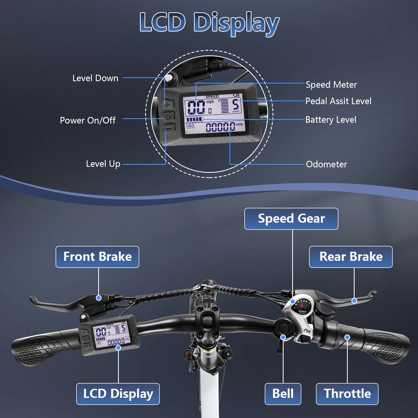 Gocio Foldable Electric Bike for Adults, Peak 750W Electric Mountain Bicycles, 20" * 2.4" Fat Tire Electric Bicycle, 375Wh 48V Removable Lithium-Ion Battery,Urban Commuter Ebike Man Woman UL2849 - GOCIO