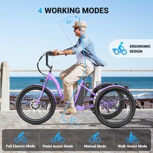 Gocio Electric Tricycle for Adults, Peak 500W Motor Electric Trike 48V 10.4AH UL2849 Battery, Cargo Motorized Tricycle, Shimano 7 Gears 3-Wheel Electric Bike for Adults & Seniors - GOCIO
