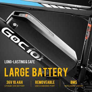 Gocio 26" Electric Bike, 350W Electric Bike for Adults 19.8MPH Electric Mountain Bike, LCD, Lockable Suspension Fork, 374.4Wh 36V Battery UL2849, 21-Speed Mountain E-Bikes Adult Electric Bicycle - GOCIO