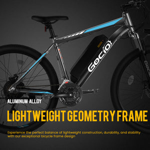 Gocio 26" Electric Bike, 350W Electric Bike for Adults 19.8MPH Electric Mountain Bike, LCD, Lockable Suspension Fork, 374.4Wh 36V Battery UL2849, 21-Speed Mountain E-Bikes Adult Electric Bicycle - GOCIO