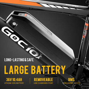 Gocio 26" Electric Bike, 350W Electric Bike for Adults 19.8MPH Electric Mountain Bike, LCD, Lockable Suspension Fork, 374.4Wh 36V Battery UL2849, 21-Speed Mountain E-Bikes Adult Electric Bicycle - GOCIO