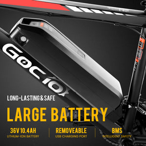 Gocio 26" Electric Bike, 350W Electric Bike for Adults 19.8MPH Electric Mountain Bike, LCD, Lockable Suspension Fork, 374.4Wh 36V Battery UL2849, 21-Speed Mountain E-Bikes Adult Electric Bicycle - GOCIO