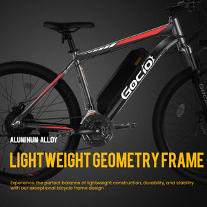 Gocio 26" Electric Bike, 350W Electric Bike for Adults 19.8MPH Electric Mountain Bike, LCD, Lockable Suspension Fork, 374.4Wh 36V Battery UL2849, 21-Speed Mountain E-Bikes Adult Electric Bicycle - GOCIO