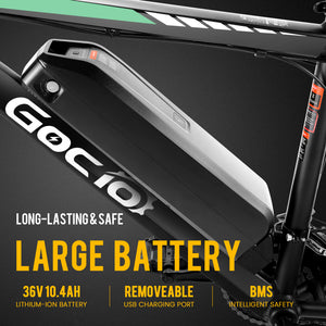 Gocio 26" Electric Bike, 350W Electric Bike for Adults 19.8MPH Electric Mountain Bike, LCD, Lockable Suspension Fork, 374.4Wh 36V Battery UL2849, 21-Speed Mountain E-Bikes Adult Electric Bicycle - GOCIO