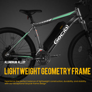 Gocio 26" Electric Bike, 350W Electric Bike for Adults 19.8MPH Electric Mountain Bike, LCD, Lockable Suspension Fork, 374.4Wh 36V Battery UL2849, 21-Speed Mountain E-Bikes Adult Electric Bicycle - GOCIO