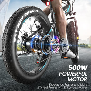 Gocio Ebike 750W Peak, 26"x4" Fat Tire Electric Bike, Full Suspensions, 48V 10.4Ah Foldable Electric Bikes Adult, LCD, 21 Speed, Electric Mountain Bike UL2849 - GOCIO