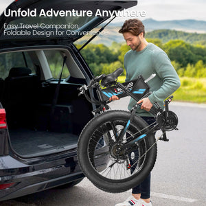 Gocio Ebike 750W Peak, 26"x4" Fat Tire Electric Bike, Full Suspensions, 48V 10.4Ah Foldable Electric Bikes Adult, LCD, 21 Speed, Electric Mountain Bike UL2849 - GOCIO