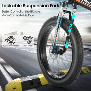 Gocio Ebike 750W Peak, 26"x4" Fat Tire Electric Bike, Full Suspensions, 48V 10.4Ah Foldable Electric Bikes Adult, LCD, 21 Speed, Electric Mountain Bike UL2849 - GOCIO