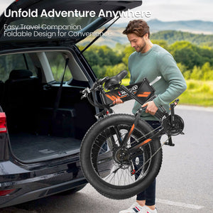 Gocio Ebike 750W Peak, 26"x4" Fat Tire Electric Bike, Full Suspensions, 48V 10.4Ah Foldable Electric Bikes Adult, LCD, 21 Speed, Electric Mountain Bike UL2849 - GOCIO