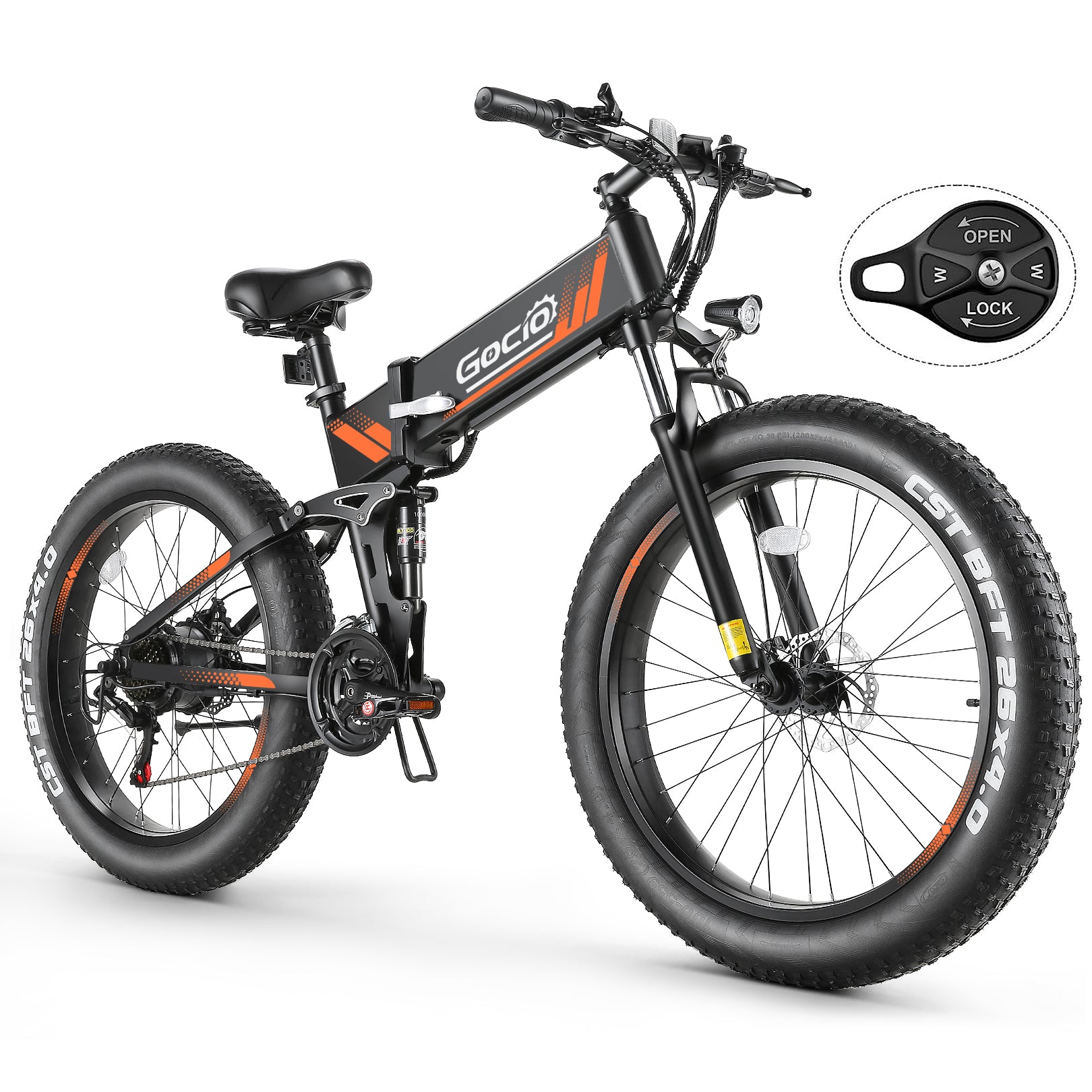 Gocio Ebike 750W Peak, 26"x4" Fat Tire Electric Bike, Full Suspensions, 48V 10.4Ah Foldable Electric Bikes Adult, LCD, 21 Speed, Electric Mountain Bike UL2849 - GOCIO