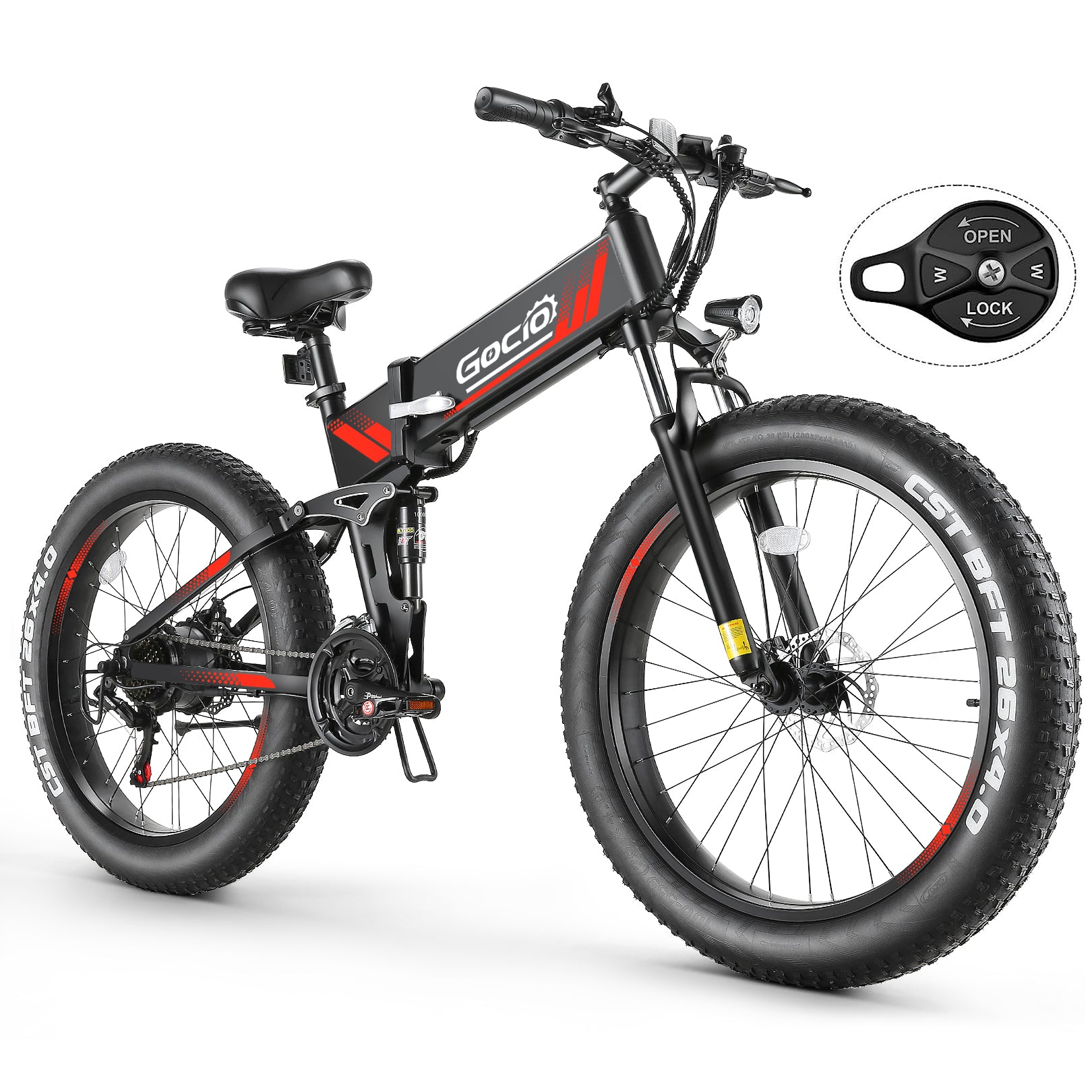 Gocio Ebike 750W Peak, 26"x4" Fat Tire Electric Bike, Full Suspensions, 48V 10.4Ah Foldable Electric Bikes Adult, LCD, 21 Speed, Electric Mountain Bike UL2849 - GOCIO