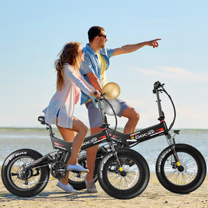 Gocio Foldable Electric Bikes Adult 20"x4" Fat Tire Electric Bike, 48V 10.4Ah, 500W Electric Mountain Bike Full Suspension, LCD, Shimano 7 Speed Electric Cruiser Bicycle UL2849 - GOCIO