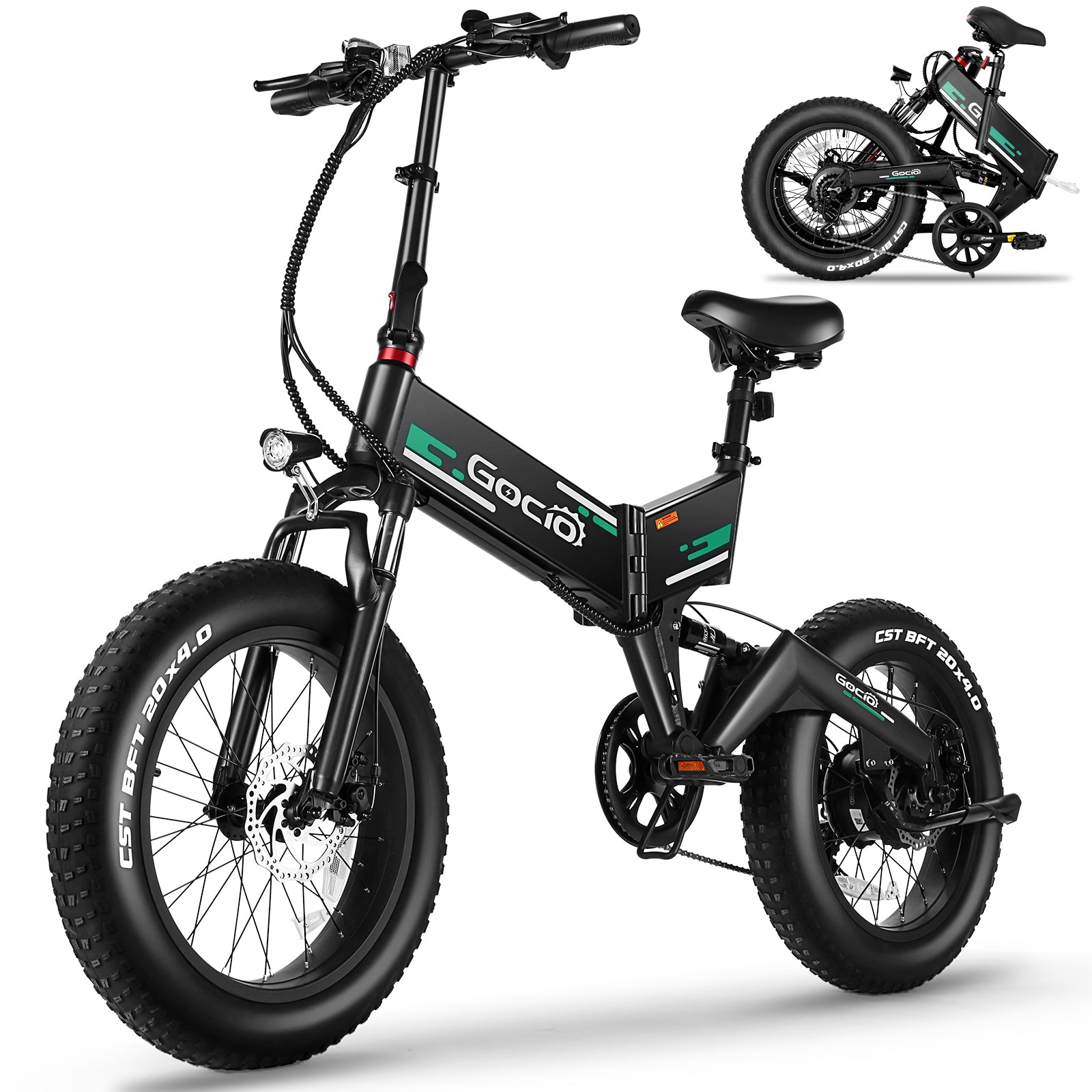 Gocio Foldable Electric Bikes Adult 20"x4" Fat Tire Electric Bike, 48V 10.4Ah, 500W Electric Mountain Bike Full Suspension, LCD, Shimano 7 Speed Electric Cruiser Bicycle UL2849 - GOCIO