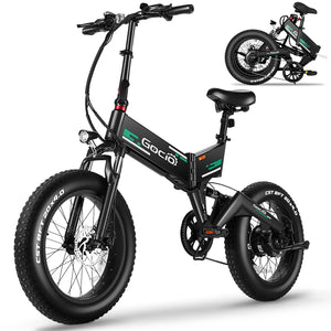Gocio Foldable Electric Bikes Adult 20"x4" Fat Tire Electric Bike, 48V 10.4Ah, 500W Electric Mountain Bike Full Suspension, LCD, Shimano 7 Speed Electric Cruiser Bicycle UL2849 - GOCIO