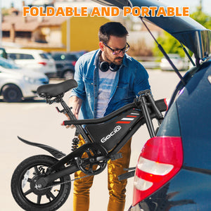 Gocio Ebikes 14"×2.1" Foldable Electric Bicycle for Adults, 550W Peak Commuter E-Bike, 48V 7.8Ah Battery, LCD Dispaly, Electric Bike Small Tire City Ebikes for Women UL2849 - GOCIO