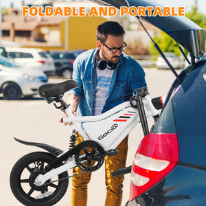 Gocio Ebikes 14"×2.1" Foldable Electric Bicycle for Adults, 550W Peak Commuter E-Bike, 48V 7.8Ah Battery, LCD Dispaly, Electric Bike Small Tire City Ebikes for Women UL2849 - GOCIO