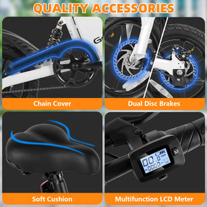 Gocio Ebikes 14"×2.1" Foldable Electric Bicycle for Adults, 550W Peak Commuter E-Bike, 48V 7.8Ah Battery, LCD Dispaly, Electric Bike Small Tire City Ebikes for Women UL2849 - GOCIO