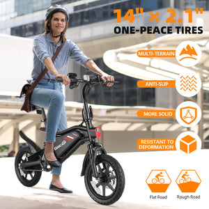 Gocio Ebikes 14"×2.1" Foldable Electric Bicycle for Adults, 550W Peak Commuter E-Bike, 48V 7.8Ah Battery, LCD Dispaly, Electric Bike Small Tire City Ebikes for Women UL2849 - GOCIO