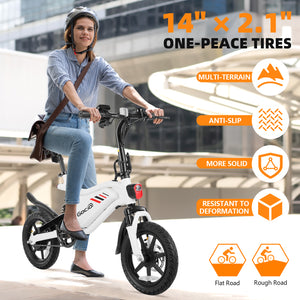 Gocio Ebikes 14"×2.1" Foldable Electric Bicycle for Adults, 550W Peak Commuter E-Bike, 48V 7.8Ah Battery, LCD Dispaly, Electric Bike Small Tire City Ebikes for Women UL2849 - GOCIO