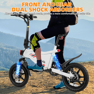 Gocio Ebikes 14"×2.1" Foldable Electric Bicycle for Adults, 550W Peak Commuter E-Bike, 48V 7.8Ah Battery, LCD Dispaly, Electric Bike Small Tire City Ebikes for Women UL2849 - GOCIO