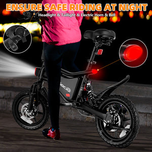 Gocio Ebikes 14"×2.1" Foldable Electric Bicycle for Adults, 550W Peak Commuter E-Bike, 48V 7.8Ah Battery, LCD Dispaly, Electric Bike Small Tire City Ebikes for Women UL2849 - GOCIO
