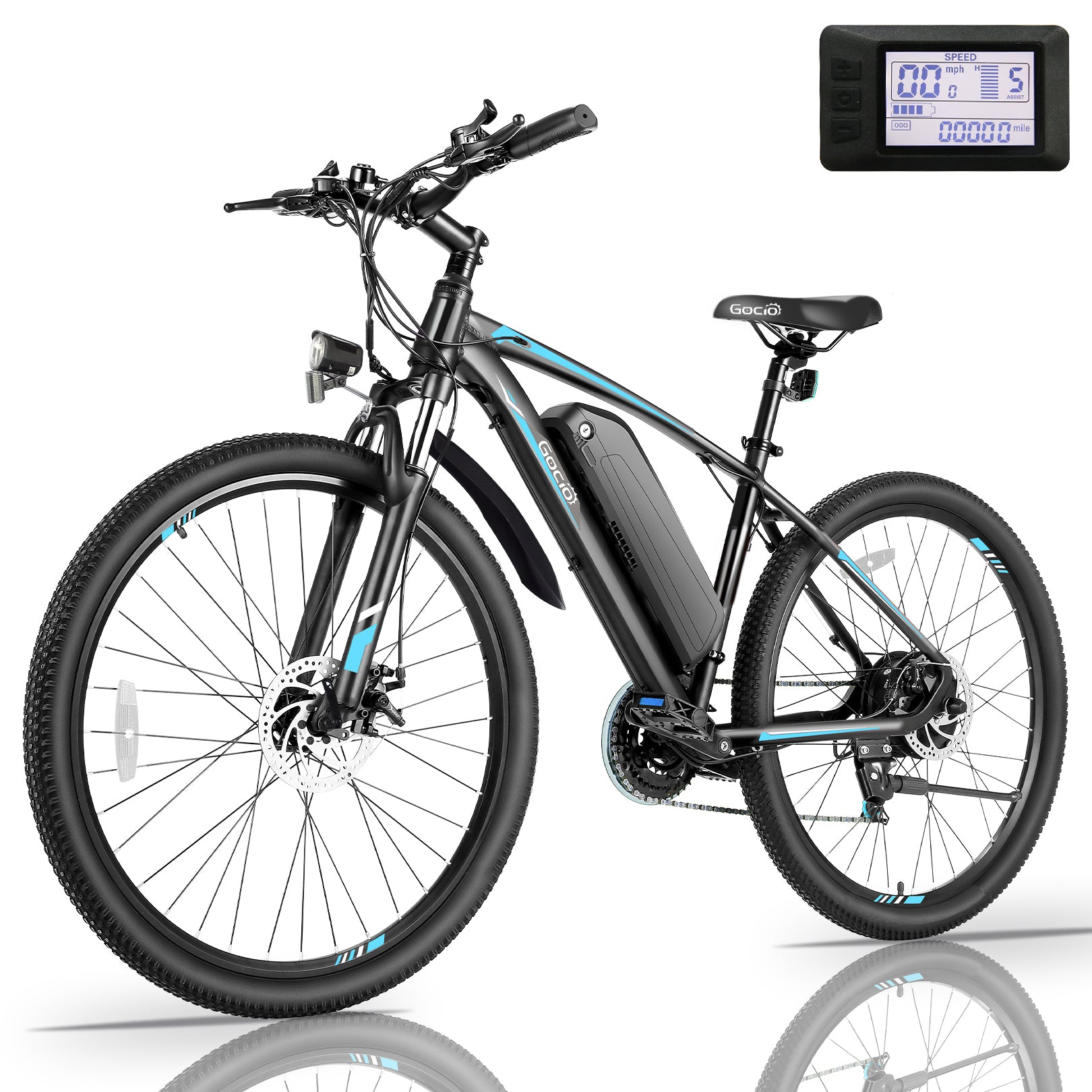 Gocio 500W 27.5" Electric Bike, Max 19.8mph Electric Mountain Bike 48V 10.4Ah Removable Battery Commuter Ebike for Adults, LCD Display Electric Bicycles, Shimano 21 Speed UL2849 Certified - GOCIO