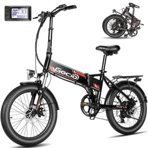 Gocio Foldable Electric Bike for Adults, Peak 750W Electric Mountain Bicycles, 20" * 2.4" Fat Tire Electric Bicycle, 375Wh 48V Removable Lithium-Ion Battery,Urban Commuter Ebike Man Woman UL2849 - GOCIO