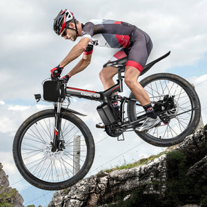 Gocio 26" Electric Bike for Adults, 500W Folding Electric Mountain Bicycle Max 19.8Mph, Full Suspension, 48V Foldable E-Bike Mountain Bike, 374.4Wh Lithium-Ion Battery Electric Mountain Bike, UL2849 - GOCIO